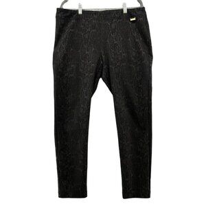 Calvin Klein Ponte Leggings Pants Womens L Snakeskin Print Black Gray High Rise